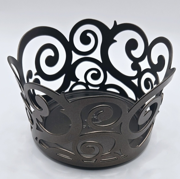 PartyLite Brown Metal Rustic Swirl 3 Wick Jar Candle Holder Retired 2013 - Picture 2 of 9